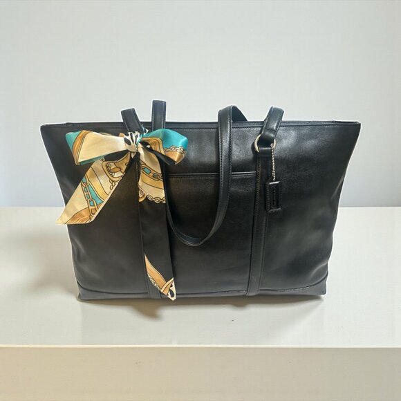 VTG Coach 5332 Series Business Tote Black Leather Nickel Computer Bag Y2K + Tag - Picture 10 of 10